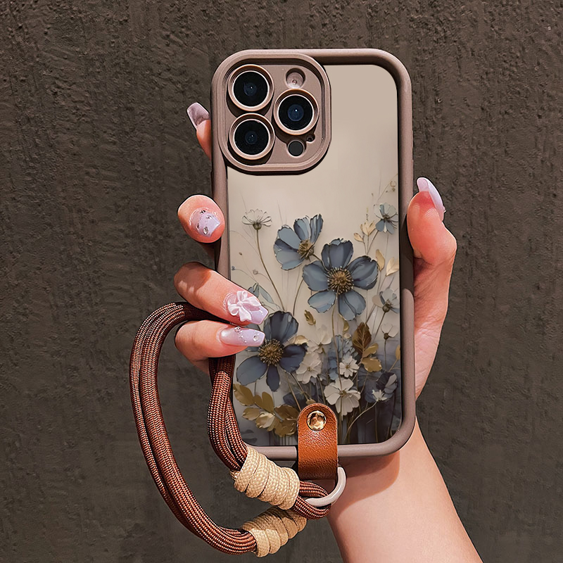 Lanyard Phone Strap - Blaue Blumen-Lanyard-Schlaufen-Handyhülle für Samsung Galaxy Note