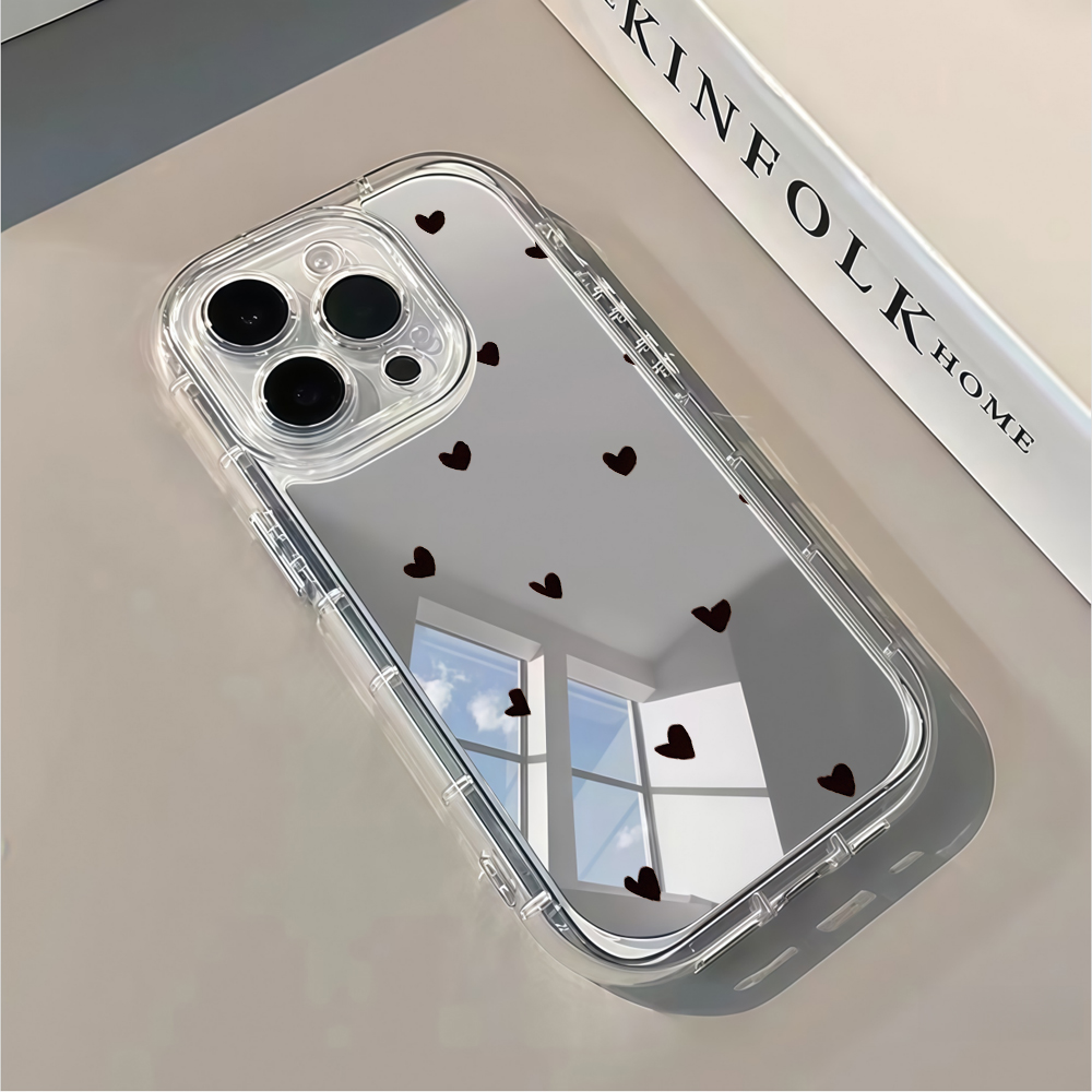 Xo Phone Accessories - Frische Süße Schwarze Herz-Spiegel-Handyhülle für iPhone