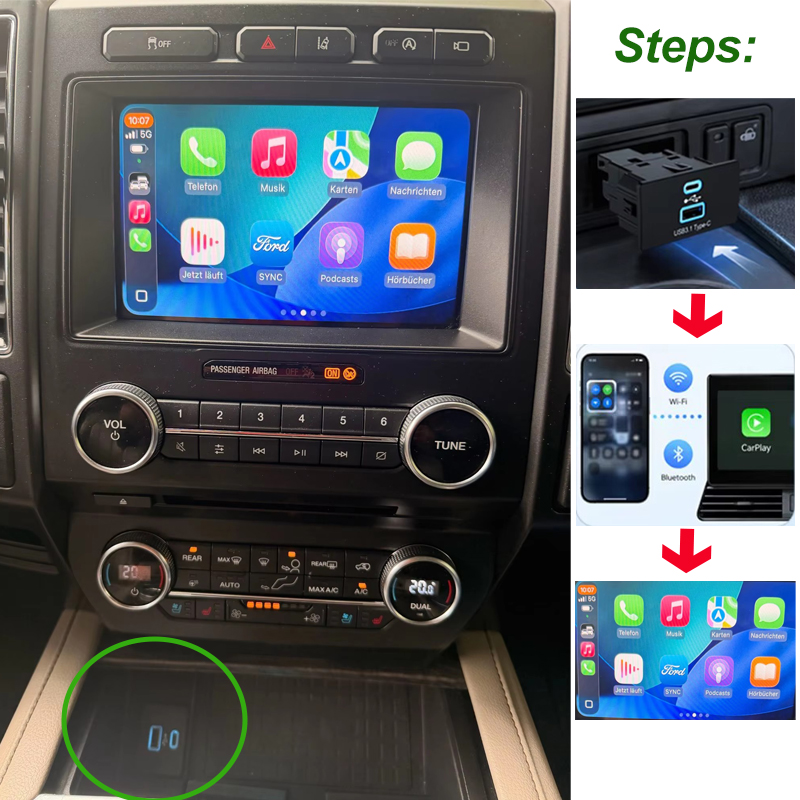 Usb C Hub - Kabelloser Carplay USB-HUB für Ford &