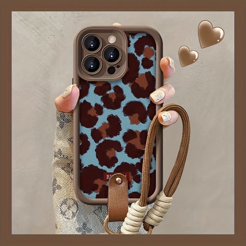 Lanyard Phone Strap - Retro Blaue Leoparden-Lanyard-Handyhülle für iPhone 14