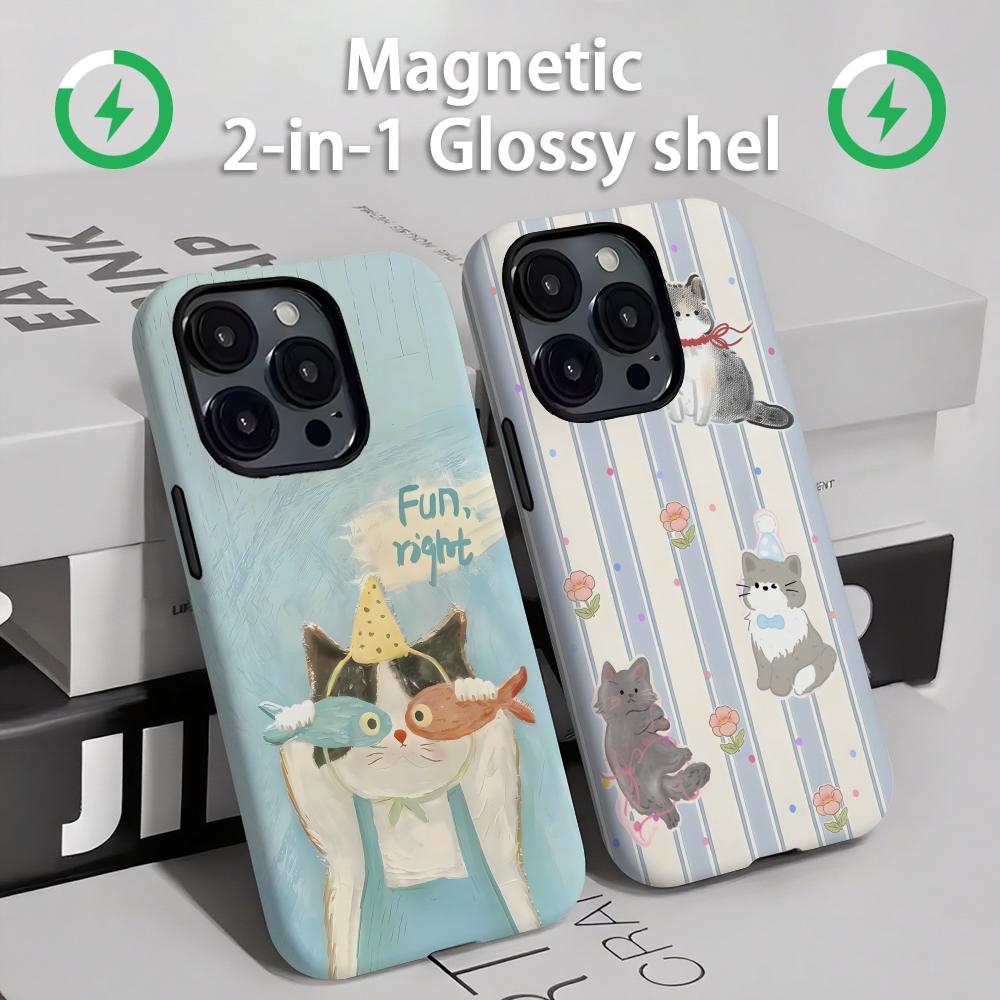 Phone Accessories List - Niedliche Katzen und Hunde Handyhülle Magnetisch