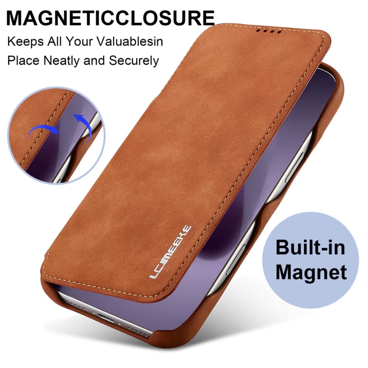 Phone Accessories Hippers - Leder-Geldbörse, magnetische Flip-Cover mit Kartenhalter für