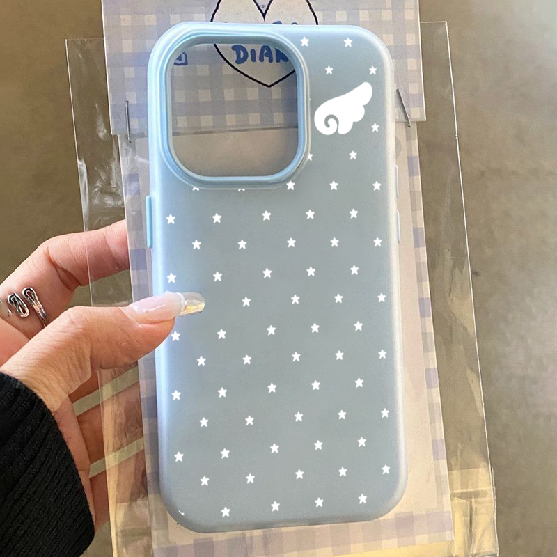 X Phone Accessories - Koreanische Niedliche Ästhetik Stern-Engelsflügel 2-in-1 Handyhülle
