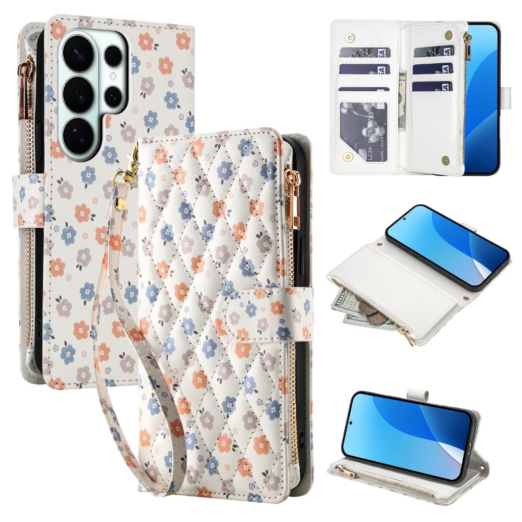 Phone Accessories Hippers - Reißverschluss-Kartenhalter-Brieftasche Crossbody-Handyhülle mit Handschlaufe für Samsung