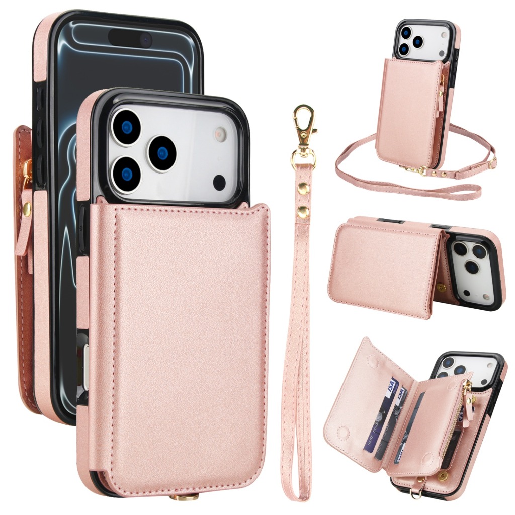 Phone Accessories Hippers - Crossbody-Leder-Handyhülle mit Kartenhalter und Handschlaufe für