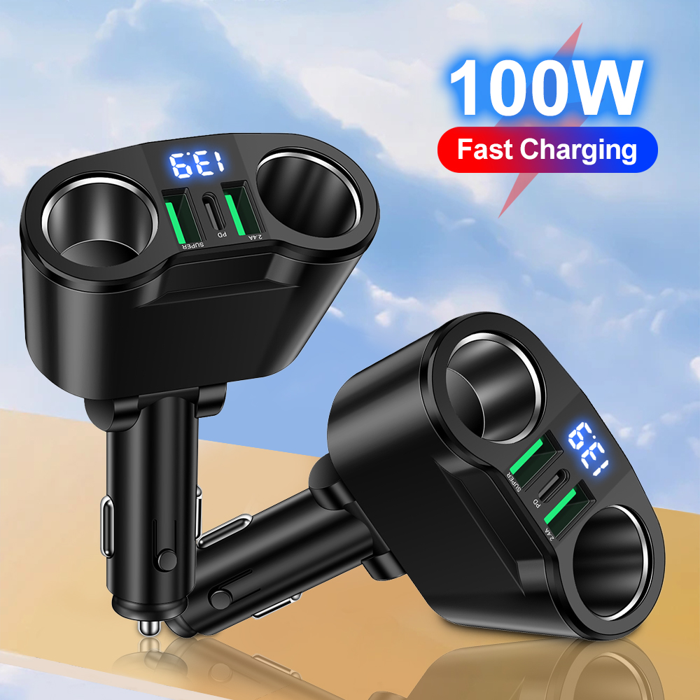 Usb C Hub - USB-Autoladegerät-Adapter Typ C, mehrere Geräte gleichzeitig