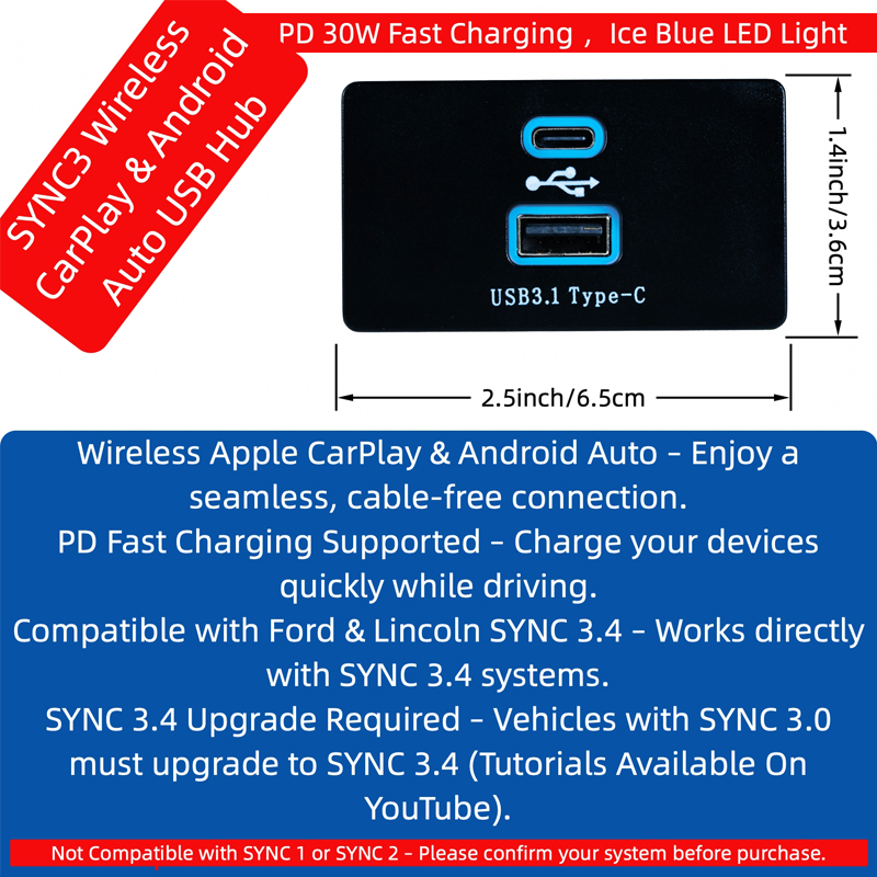 Kabelloser Carplay USB-HUB für – Usb C Hub Bewertung und Preis